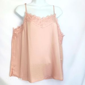 Who What Wear NWT Women's Soft Pink Lace Cami Top Sz L